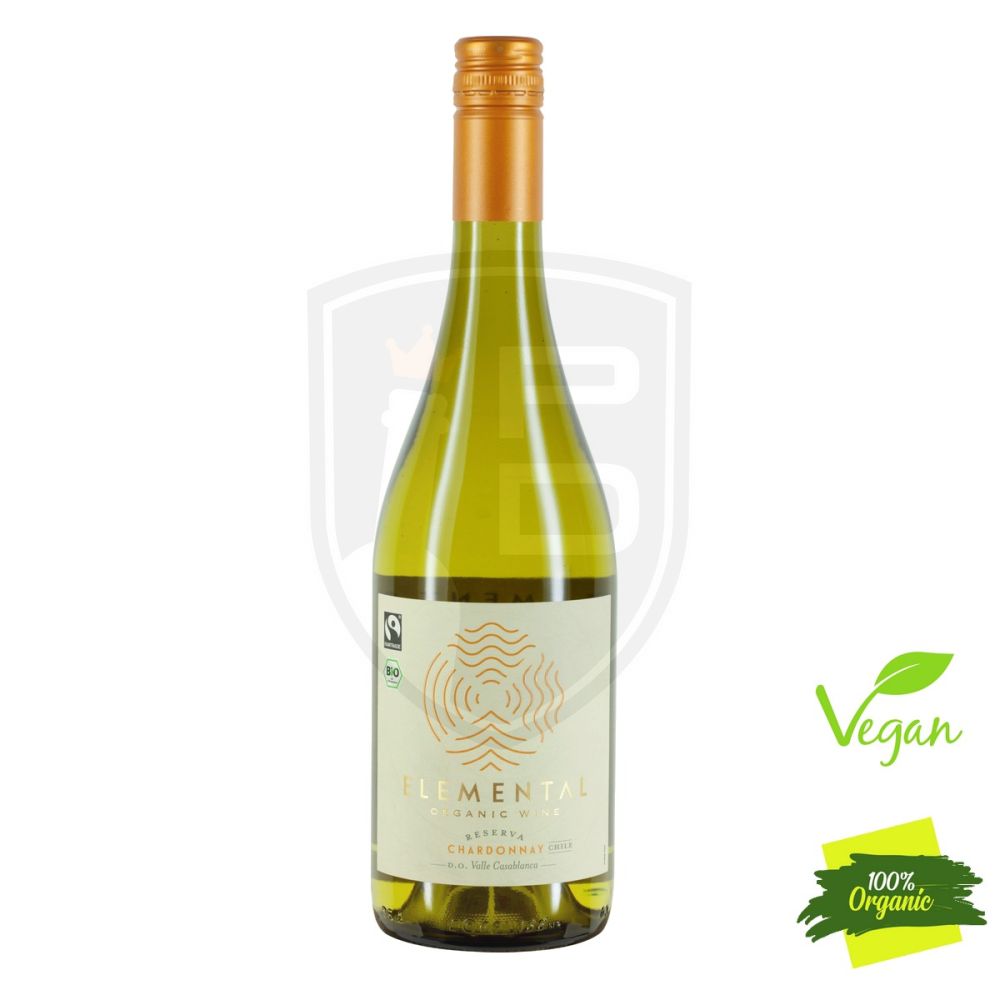 Fairtrade Vegan vol Weissein BIO Chardonnay 13,5% Trocken Reserva 75cl Elemental