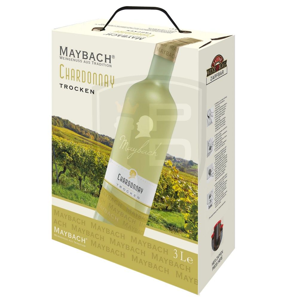 Maybach Chardonnay Weisswein trocken in Bag 12% 300cl vol Box BiB